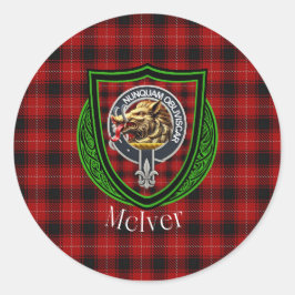 McIver Scottish Clan Tartan & Crest ラウンドシール