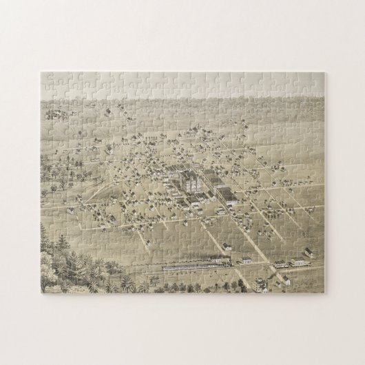McKinneyテキサス州(1876年)のヴィンテージの絵解き地図 ジグソーパズル (横)