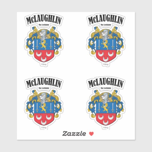 McLaughlin Crest Irish Translation & Meaning (x4) シール (シート)