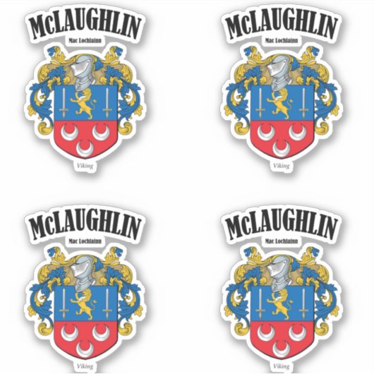 McLaughlin Crest Irish Translation & Meaning (x4) シール (正面)