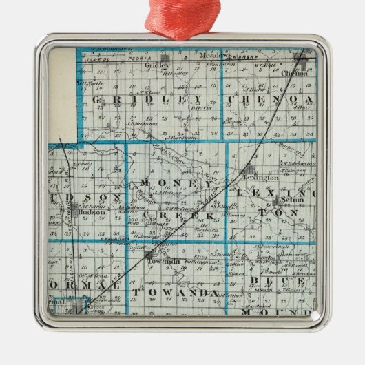 McLean郡およびLeローイの地図 メタルオーナメント (正面)