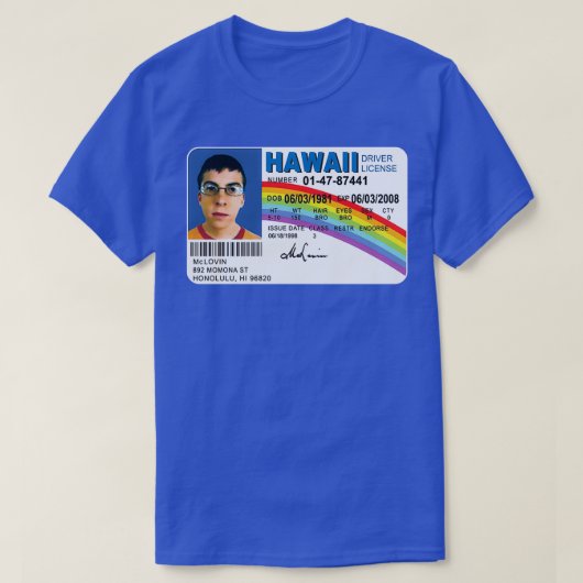 Mclovin Superbad Idドライバギフトドライおもしろいブ Tシャツ (デザイン正面)