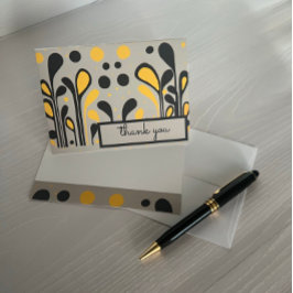 MCMのモダン棒つきキャンデーとドット絵画金ゴールドブラック サンキューカード