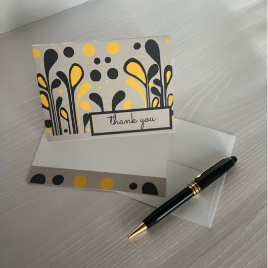 MCMのモダン棒つきキャンデーとドット絵画金ゴールドブラック サンキューカード