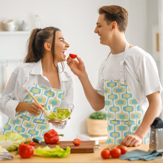 MCMアクアブルートレンディーミッドセンチュリーパターモダンン エプロン