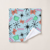 MCMアトミックブルーオレンジピンクグリーン バスタオルセット (ウォッシュタオル)