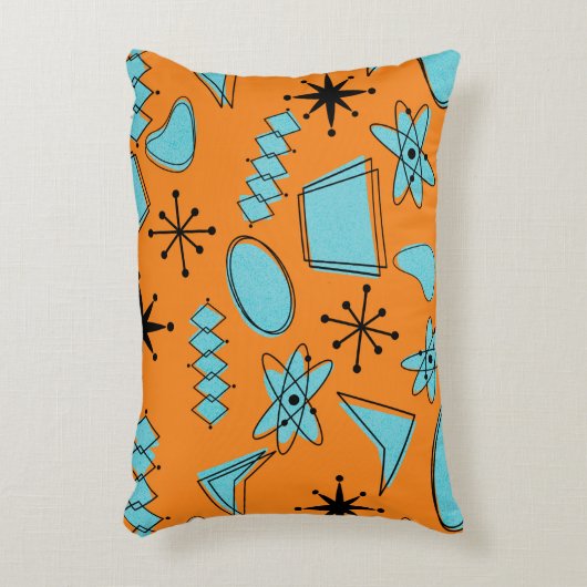 MCMアトミック形状ターコイズオンオレンジ アクセントクッション (正面(垂直))