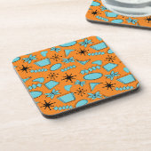 MCMアトミック形状ターコイズオンオレンジ コースター (左側)