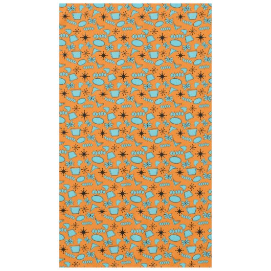 MCMアトミック形状ターコイズオンオレンジ テーブルクロス (正面)