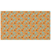 MCMアトミック形状ターコイズオンオレンジ テーブルクロス (正面(横))