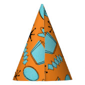 MCMアトミック形状ターコイズオンオレンジ パーティーハット (裏面)