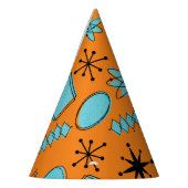 MCMアトミック形状ターコイズオンオレンジ パーティーハット (左)