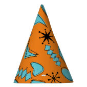 MCMアトミック形状ターコイズオンオレンジ パーティーハット (右)