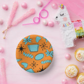 MCMアトミック形状ターコイズオンオレンジ ペーパーボウル (パーティー)