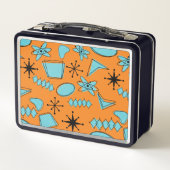 MCMアトミック形状ターコイズオンオレンジ メタルランチボックス (裏面)