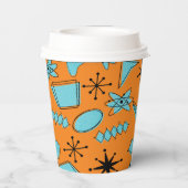MCMアトミック形状ターコイズオンオレンジ 紙コップ (裏面)