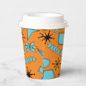 MCMアトミック形状ターコイズオンオレンジ 紙コップ (右)