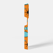 MCMアトミック形状ターコイズオンオレンジ iPhoneケース (右側面)