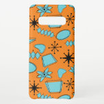 MCMアトミック形状ターコイズオンオレンジ SAMSUNG GALAXY S10 ケース<br><div class="desc">半デザインの形状とアイコンモダンを描き、シームレスなパターンにデジタル化</div>