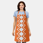 MCMオレンジテラコッタミッドセンチュリーパターモダンン エプロン (着用した状態)