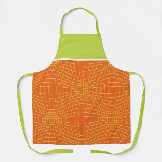 MCMオレンジライムミッドセンチュリーモダンサークルパターン エプロン (正面)