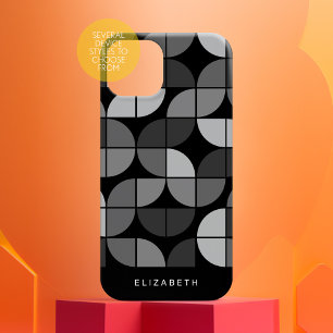 MCMジオメトモダンリ円パターン – 黒と灰色 Case-Mate iPhone 14ケース