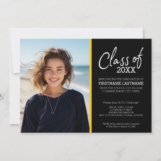 MCMパタモダンーン黄黒の卒業写真 招待状 (正面)