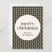 MCMパーソナライズされたレトロフラワーブラック金ゴールドクリスマス シーズンカード (正面)