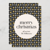 MCMパーソナライズされたレトロフラワーブラック金ゴールドクリスマス シーズンカード (正面/裏面)