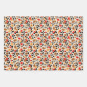 MCMフラワーパターンミッドセンチュリーモダン ラッピングペーパーシート (正面3)