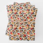 MCMフラワーパターンミッドセンチュリーモダン ラッピングペーパーシート (インサイチュ)