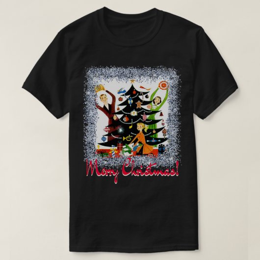 MCMミッドセンチュリーメリークリスマスレトロ50sヴィンテージ Tシャツ (デザイン正面)