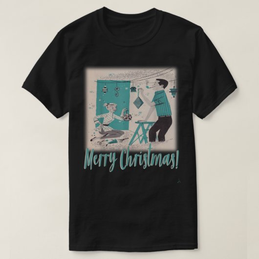 MCMミッドセンチュリーモダンクリスマスレトロ50sカップル Tシャツ (デザイン正面)