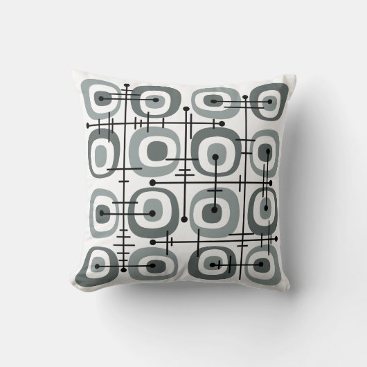MCMミッドセンチュリー抽象芸術パターングレー クッション (正面)