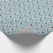 MCMレトロアトミックピンクオレンジグリーンオンブルースモール ラッピングペーパー (角)