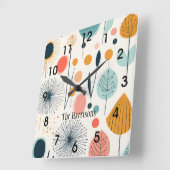 MCMレトロ植物壁時計 スクエア壁時計 (傾斜)