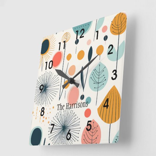 MCMレトロ植物壁時計 スクエア壁時計 (傾斜)