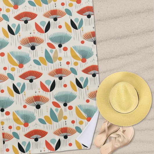 MCMレトロ植物模様 ビーチタオル