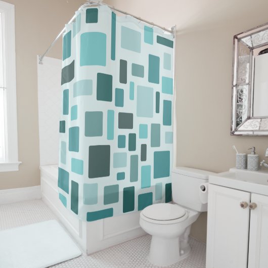 MCM分解レンガのアクアマリン シャワーカーテン (インサイチュ)