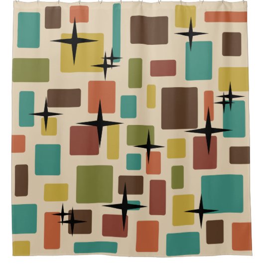 MCM分解レンガ数々の色 シャワーカーテン (正面)