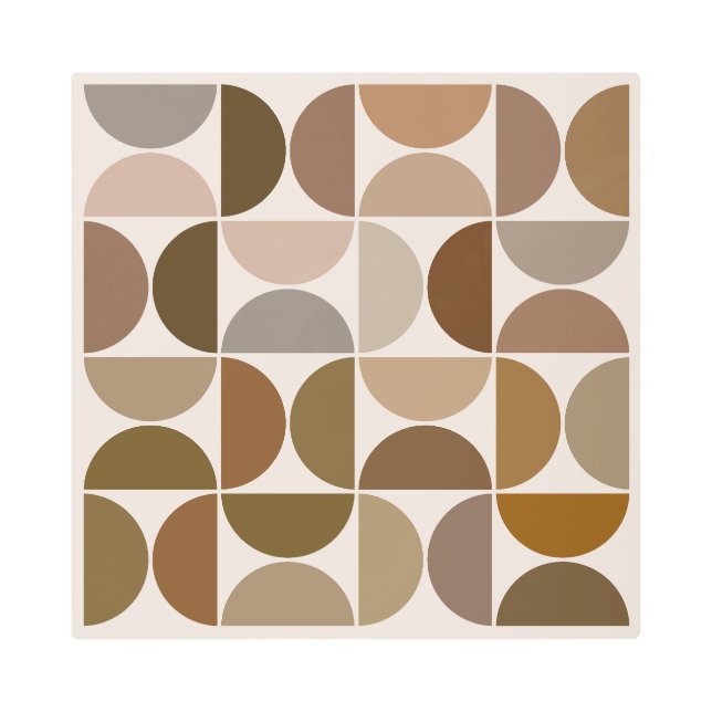 MCM半円ブラウン+クリームの大パターン メタルプリント (正面)