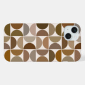 MCM半円ブラウン+クリームの大パターン iPhoneケース (裏面横)