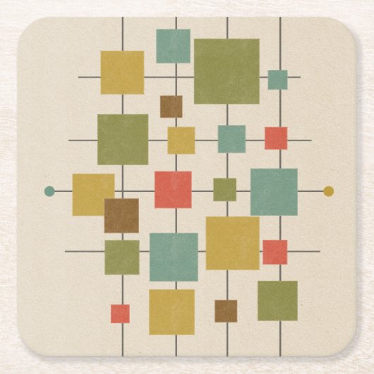 MCM幾何マス – ハガキ数々のマグネットドア スクエアペーパーコースター (正面)