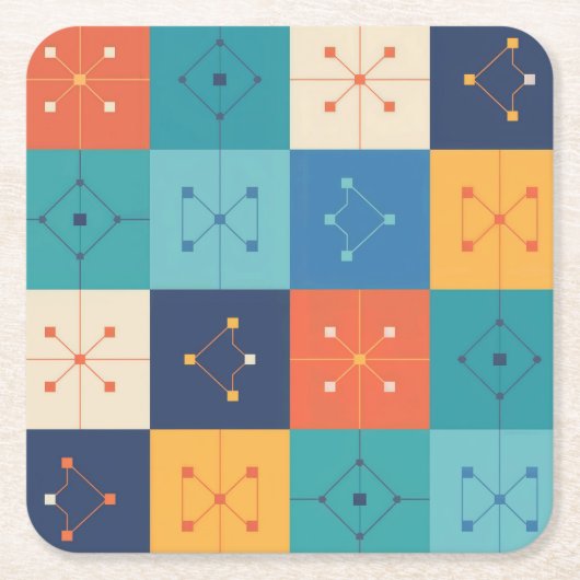 MCM幾何学的パターンコースターセット スクエアペーパーコースター (正面)