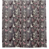 MCM鳥鶏ダックピンク黒グレー白 シャワーカーテン (正面)