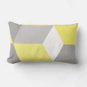 MCM黄色とグレーの幾何モダンパターン ランバークッション (正面)