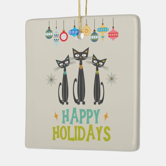 MCM黒猫とオーナメントミッドセンチュリークリスマス セラミックオーナメント (左)