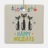 MCM黒猫とオーナメントミッドセンチュリークリスマス セラミックオーナメント (裏面)