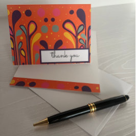 MCM モダン ペイント ロリポップ & ドット オレンジ マルチ サンキューカード