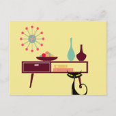 MCM Atomic Era Cat Clock家具はがき ポストカード (正面)